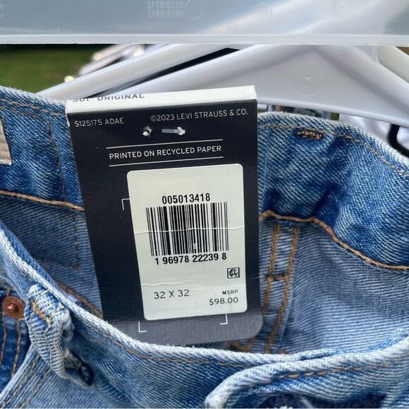 NWT Levi 501 Original Straight Leg Blue Denim Jeans W32 L32 - Picture 6 of 8